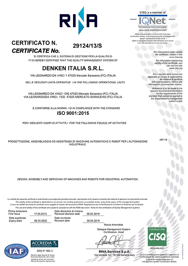 2019- Certificato Iso 9001-2015 - in vigore
